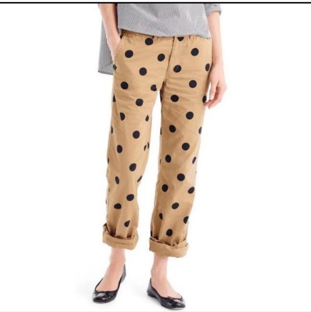 J. Crew Tan Polka Dot Trousers